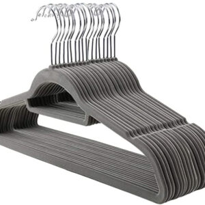 10 קולבי קטיפה - אפור כהה